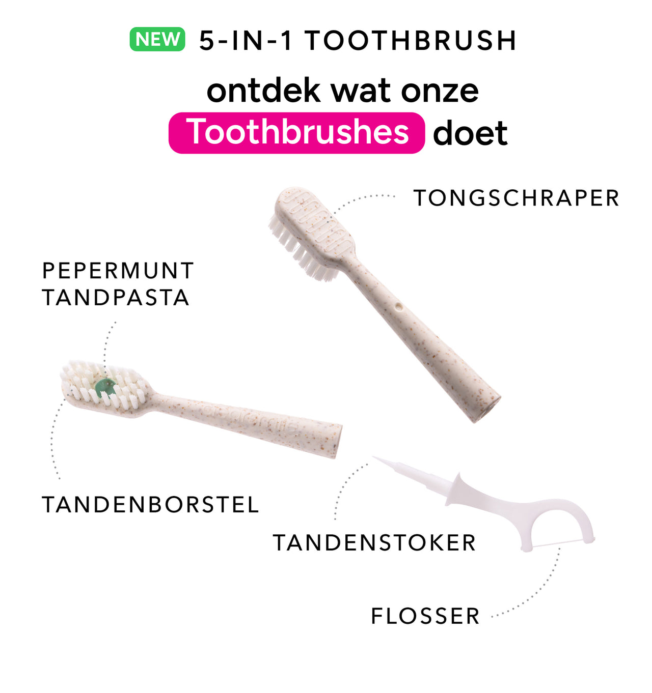 5 in 1 Tooth Brush - Clean & Fresh - Peppermint