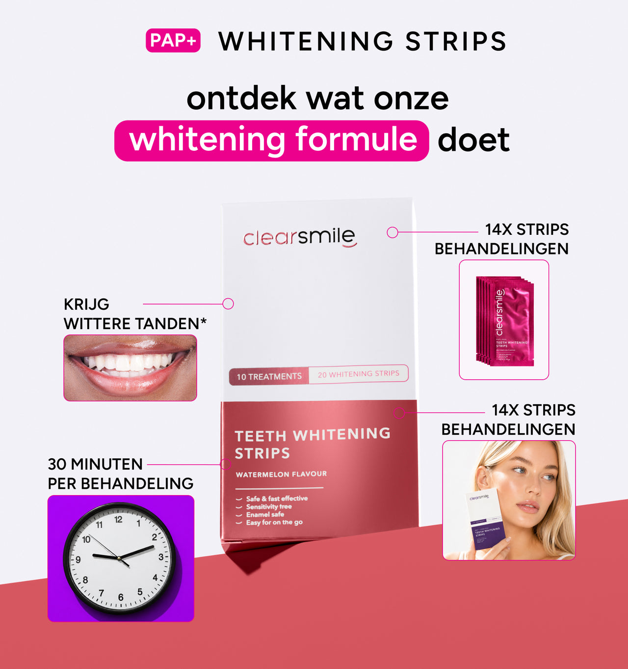PAP+ Pink Whitening Strips Watermelon Edition 🍉