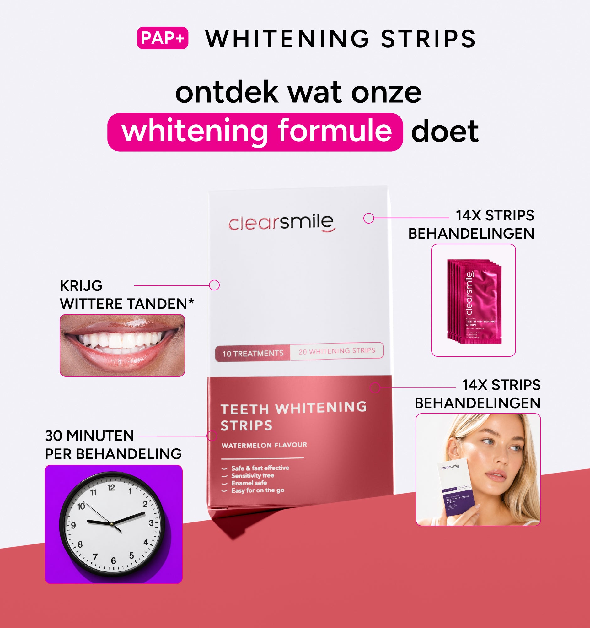 PAP+ Pink Whitening Strips Watermelon Edition 🍉